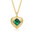 GV Sterling Silver 14k Yellow Gold Plated with Emerald Cubic Zirconia Sunray Heart Pendant Necklace - Green