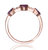 GV Sterling Silver 18k Rose Gold Plated with Ruby & Cubic Zirconia Pave Hearts Promise Stacking Ring