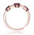 GV Sterling Silver 18k Rose Gold Plated with Ruby & Cubic Zirconia Pave Hearts Promise Stacking Ring