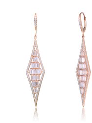 GV Sterling Silver Cubic Zirconia Long Drop Earrings - Rose