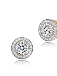 GV Sterling Silver Cubic Zirconia Round Clear,Pink or Gold Plated Earrings - Gold