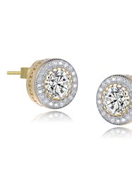 GV Sterling Silver Cubic Zirconia Round Clear,Pink or Gold Plated Earrings