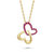 Kids' Sterling Silver with Colored Cubic Zirconia Double Heart Butterfly Pendant Necklace - Gold/Red