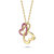 Kids' Sterling Silver with Colored Cubic Zirconia Double Heart Butterfly Pendant Necklace