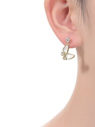 Kids/Teens 14K Yellow Gold Plating with Clear Cubic Zirconia Butterfly Drop Earrings