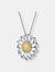 Rhodium Plated Cubic Zirconia Sunflower Shape Pendant