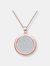 Rose Gold Plated Clear Cubic Zirconia Round Shaped Pendant Necklace - Pink