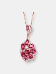 Rose Gold Plated Multi Colored Cubic Zirconia Pendant Necklace