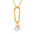 Sterling Silver 14k Gold Plated 9-10MM Genuine Freshwater Button Pearl Pendant Necklace - Gold