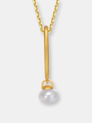 Sterling Silver 14k Gold Plated 9-10MM Genuine Freshwater Button Pearl Pendant Necklace