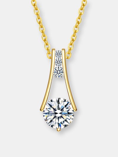 Genevive Sterling Silver 14k Gold Plated And Clear Cubic Zirconia Pendant Necklace product