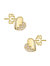 Sterling Silver 14K Gold Plated Clear Cubic Zirconia Heart Stud Earrings