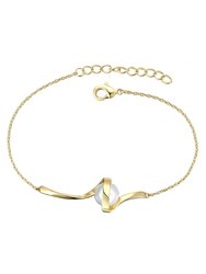 Sterling Silver 14K Gold Plated With 7mm White Freshwater Pearl Adjustable Layering Bracelet