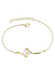 Sterling Silver 14K Gold Plated With 7mm White Freshwater Pearl Adjustable Layering Bracelet - Gold