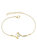 Sterling Silver 14K Gold Plated With 7mm White Freshwater Pearl Adjustable Layering Bracelet - Gold