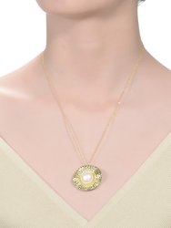 Sterling Silver 14k Gold Plated with Genuine Freshwater Pearl Hammered Pendant Necklace
