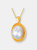 Sterling Silver 14k Gold Plated with Genuine Freshwater Pearl Round Pendant Necklace