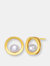 Sterling Silver 14k Gold Plated with Genuine Freshwater Round Pearl Stud Earrings - Gold