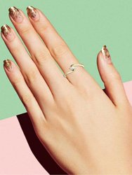 Sterling Silver 14k Gold Plated With White Freshwater Pearl Ocean Wave Stacking Ring
