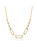 Sterling Silver 14k Yellow Gold Plated with Clear Cubic Zirconia Elongated Cable Link Chain Necklace - Gold