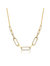 Sterling Silver 14k Yellow Gold Plated with Clear Cubic Zirconia Elongated Cable Link Chain Necklace - Gold