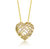 Sterling Silver 14k Yellow Gold Plated with Clear Cubic Zirconia Knotted Ribbon 3D Puffed Heart Pendant Necklace - Gold