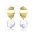 Sterling Silver 14k Yellow Gold Plated with White Coin Pearl Dangle Drop Marquise Medallion Earrings