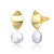 Sterling Silver 14k Yellow Gold Plated with White Coin Pearl Dangle Drop Marquise Medallion Earrings - Gold