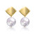 Sterling Silver 14k Yellow Gold Plated with White Coin Pearl Double Dangle Square Earrings