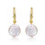 Sterling Silver 14k Yellow Gold Plated with White Coin Pearl Drop C-Hoop Earrings