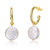 Sterling Silver 14k Yellow Gold Plated with White Coin Pearl Drop C-Hoop Earrings - Gold