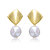 Sterling Silver 14k Yellow Gold Plated with White Coin Pearl Drop Double Dangle Geometric Earrings