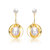 Sterling Silver 14k Yellow Gold Plated with White Pearl Double Drop Seashell Dangle Earrings