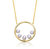 Sterling Silver 14k Yellow Gold Plated with White Pearl Halo Eternity Circle Pendant Layering Necklace - Gold