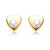 Sterling Silver 14k Yellow Gold Plated With White Pearl Heart Stud Earrings