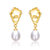 Sterling Silver 14k Yellow Gold Plated With White Pearl Nugget Dangle Earrings