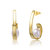 Sterling Silver 14k Yellow Gold Plated With White Pearl Ribbon Half-Hoop Drop Earrings - Gold