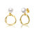 Sterling Silver 14k Yellow Gold Plated With White Pearl Twisted Eternity Circle Halo Double Drop Dangle Earrings - Gold