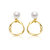 Sterling Silver 14k Yellow Gold Plated With White Pearl Twisted Eternity Circle Halo Double Drop Dangle Earrings
