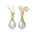 Sterling Silver 14k Yellow Gold Plated With White Pearl XOXO Hugs & Kisses Dangle Drop Earrings - Gold