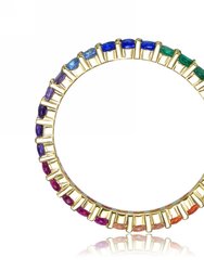 Sterling Silver 14k Yellow Gold with Multi-Color Cubic Zirconia Eternity Ring