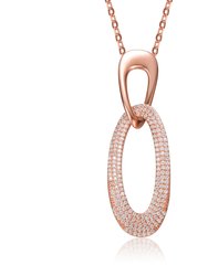 Sterling Silver 18k Rose Plated Cubic Zirconia Pendant Necklace - Rose