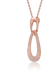Sterling Silver 18k Rose Plated Cubic Zirconia Pendant Necklace
