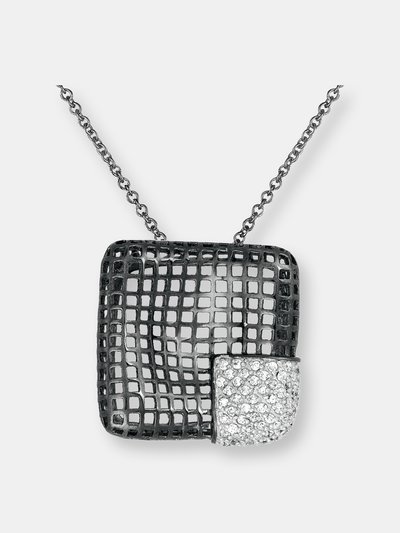 Genevive Sterling Silver Black Overlay Clear Cubic Zirconia Net Necklace product