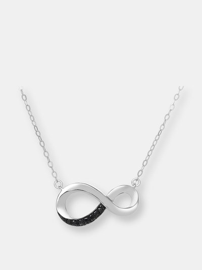 Genevive Sterling Silver Black Plated Black Cubic Zirconia Infinity Charm Necklace product