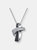 Sterling Silver Black Plated Black Cubic Zirconia Necklace - Black