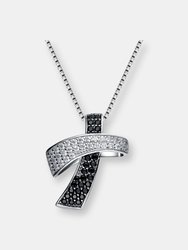 Sterling Silver Black Plated Black Cubic Zirconia Necklace