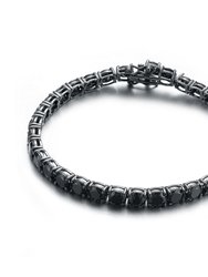 Sterling Silver Black Plated Layered Contemporary Tennis Bracelet - Sliver/Black