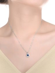 Sterling Silver Blue Cubic Zirconia Round Necklace