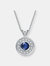 Sterling Silver Blue Cubic Zirconia Round Necklace - Blue